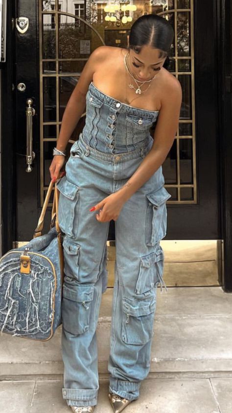 Swag, Jeans, Outfits, Full Denim Outfit Women, Effortlessly Chic Outfits, Stylish Outfits, All Denim Outfits, All Denim Outfits For Women, Denim On Denim Outfit Black Women