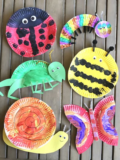 For the month of May we have been learning all about bugs. If you have figured out by now, I love arts and crafts. Since my kids are still little the easiest, and super cute, crafts are made out of… Crafts, Spring Crafts, Pre K, Diy, Insects, Bug Crafts, Insect Crafts, Spring Crafts For Kids, Paper Plate Crafts For Kids