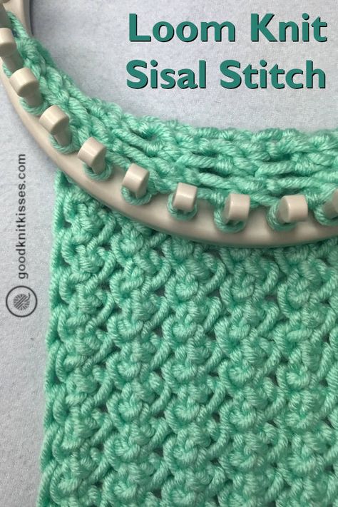 Learn to loom knit the Sisal stitch pattern with my video tutorial. https://www.goodknitkisses.com/new-stitches-sisal-and-seagrass/ #goodknitkisses #loomknit #loomknitting #loomstitches #howtoloomknit Loom Knit, Loom Knitting Patterns, Round Loom Knitting, Loom Knitting Blanket, Loom Knitting Stitches, Loom Knitting, Loom Knitting Scarf, Loom Scarf, Loom Knitting For Beginners