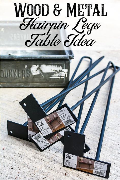 DIY hairpin legs table made from thrifted metal and wood. If you are a junk lover this is a great idea to turm your junk finds into DIY furniture. Adding hairpin legs to your vintage finds is an easy DIY furniture projrct you can complete in an afternoon. Source guide included! #handmadefurniture #thriftedfurniture #sidetable #DIYtableidea Diy Furniture, Metal, Diy Hairpin Leg Table, Repurposed Furniture Diy, Hairpin Legs Diy, Diy Furniture Easy, Diy Furniture Redo, Furniture Makeover Diy, Furniture Makeover Diy Dresser