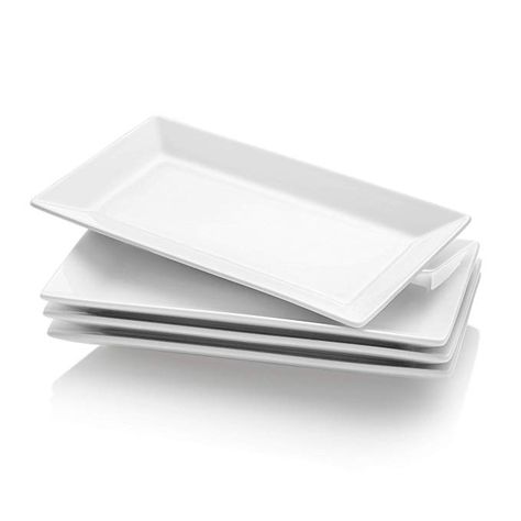 Amazon.com | Krockery Porcelain Serving Plates/Rectangular Trays for Parties - 9.8 Inch, White, Set of 4: Platters Design, Mugs, Serving Plates, Plate Sets, Serving Dishes, Platter, Plate Design, Plates, Dinnerware