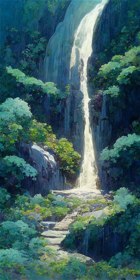 Croquis, Anime Scenery Wallpaper, Anime Scenery, Scenery Wallpaper, Anime Places, Paisajes, Waterfall Wallpaper, Anime Background, Scenery