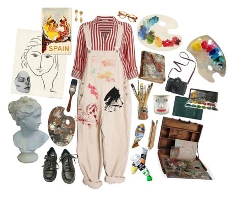 "Artist's Studio" by artangels ❤ liked on Polyvore featuring art Inspiration, Couture, Outfits, Avant Garde, Kawaii, Artist Aesthetic Clothes, Artist Aesthetic Outfit, Artist Outfit Aesthetic, Artsy Outfit