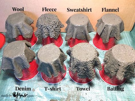 Fabric Tests for Concrete Draping - Made By Barb - cement dipped fibres Diy, Concrete Crafts, Concrete Planters, Concrete Pots, Cement Crafts, Cement Diy, Diy Concrete Planters, Diy Cement Planters, Concrete Diy