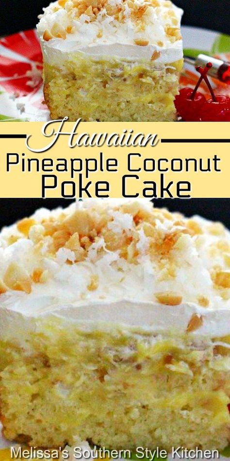 Coconut Pineapple Cake Recipe Easy, Pineapple Coconut Dump Cake, Pineapple Coconut Cake Easy, Paradise Cake, Pineapple Poke Cake, Coconut Pineapple Cake, Coconut Poke Cakes, Pineapple Cake Recipe, Pineapple Dessert Recipes