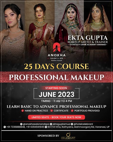 Nail Salon Design, Promotion, Makeup Artist Course, Makeup Course, Beauty Courses, Indian Makeup, Beauty Academy, Makeup Class, Makeup Class Poster Design
