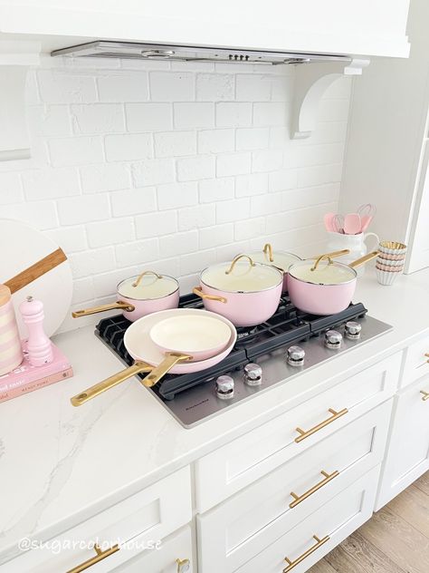 Home, Instagram, Pink, Home Décor, Girly Kitchen Decor, Girly Kitchen, Pink Apartment, Pink Kitchen Decor, Pink Kitchen Appliances