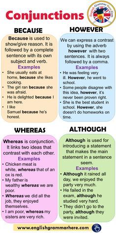 Conjunctions - Because, However, Whereas, Although - English Grammar Here #apprendreanglais,apprendreanglaisenfant,anglaisfacile,coursanglais,parleranglais,apprendreanglaisfacile,leconanglais,apprentissageanglais,formationanglais,methodeanglais,communiqueranglais English, English Grammar, English Grammar Rules, English Writing Skills, English Grammar Notes, English Vocabulary Words Learning, English Vocabulary Words, English Learning Spoken, Teaching English Grammar