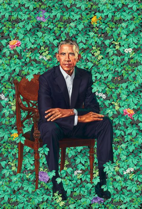 Barack Obama by Kehinde Wiley (Kehinde Wiley) Presidents, Portrait, Portraits, President Obama, Obama Presidential Portrait, Barack Obama, Obama Portrait, Obama, Presidential Portraits