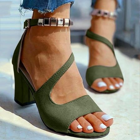 Guzom Woman Summer Sandals Clearance Buckle Open Toe Casual Ankle Strap Wedges Sandals Vintage Elegant Low Chunky Heel Shoes- Green Size 7.5 Premium Service: 30-DAY Buyer Protection.Returns & Money Back Guarantee! So you can buy our products with confidence! Choose our products, we can't let you have any worries!!! [Warm tips:]Please check the size chart carefully before you buy!!! If you have any questions, please contact the seller. We will do our best to help you. Gender: female.  Age Group: adult. Heels, Shoes, Chunky Heels, Low Heels, Womens High Heels, Slip, Chunky High Heels, Low Heel Pumps, Shoes Heels