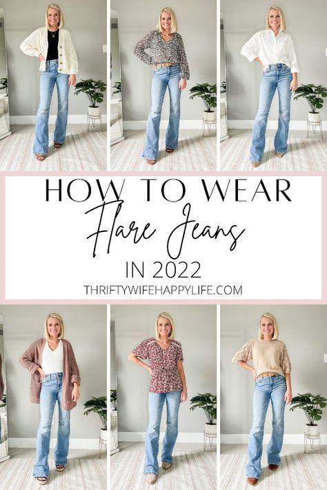 Outfits, Jeans, Trousers, How To Wear Jeans To Work, How To Style Flare Jeans, What To Wear With Flare Jeans, How To Style Flares, Styling Flare Jeans, Winter Flare Jeans Outfit
