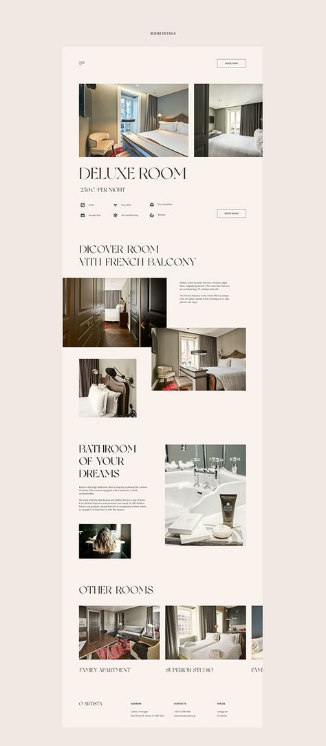 O Artista hotel website on Behance Site Design, Web Layout, Web Design, Design, Layout Design, Hotel Marketing Design, Hotel Marketing, Hotel Website Design, Hotel Website