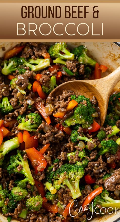 ground beef and broccoli in a pot with a wooden spoon Ground Beef Recipes, Lunches And Dinners, Casserole, Healthy Recipes, Slow Cooker, Low Carb Recipes, Stir Fry, Ground Beef Casserole, Ground Beef Casserole Recipes