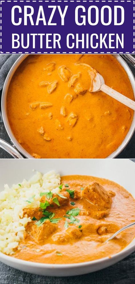 Paleo, Healthy Recipes, Low Carb Recipes, Butter Chicken Recipe Indian, Indian Butter Chicken, Butter Chicken Sauce, Chicken Dishes, Indian Dishes, Cauliflower Rice