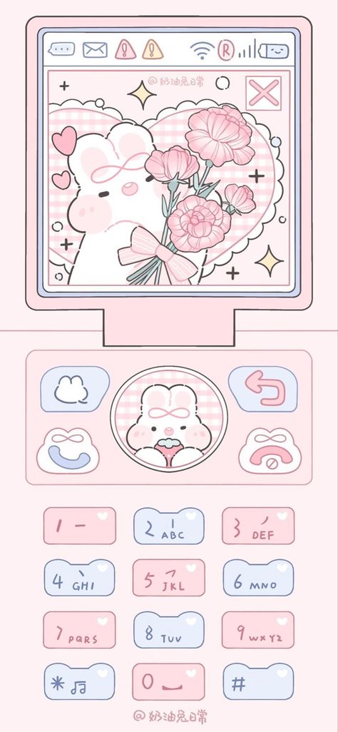 Aesthetic flip phone wallpaper (bunny themed) (iPhone) Pink, Samsung, Iphone, Kawaii, Hello Kitty Iphone Wallpaper, Phone Themes, Sanrio Wallpaper, Iphone Wallpaper Kawaii, Stickers