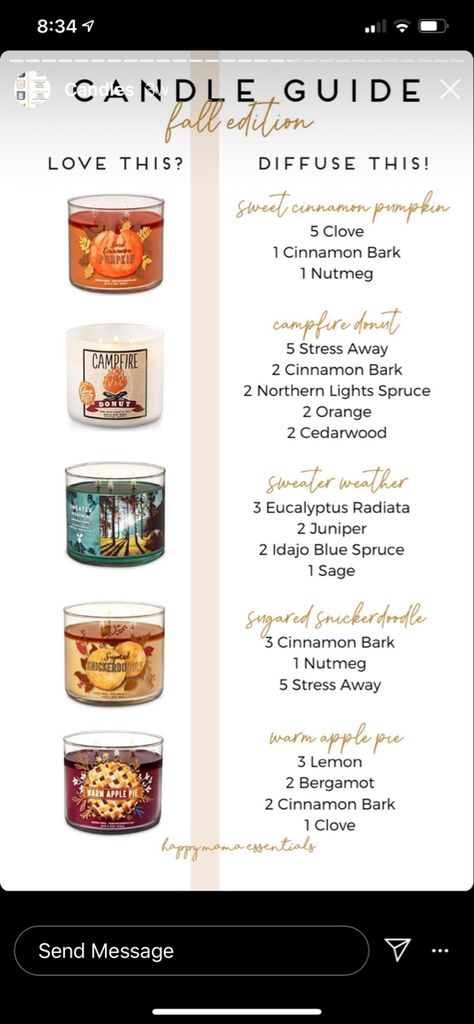 Perfume, Candle Scents Recipes, Fall Essential Oils, Essential Oil Candle Recipes, Essential Oil Candle Blends, Homemade Scented Candles, Essential Oil Scents, Essential Oil Candles, Essential Oil Blends Recipes