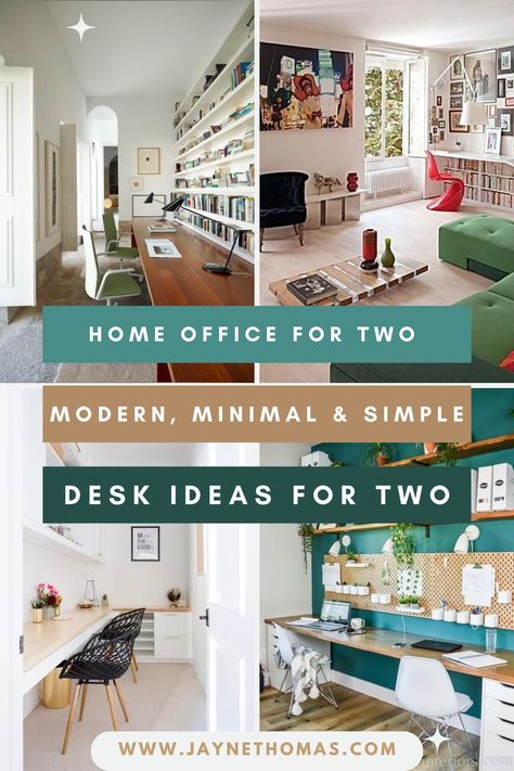 Create a modern, minimal & simple home office in your small space for two people. Home Office, Ideas, Home, People, Layout, Minimal, Home Office Design, Office Layout Ideas, Home Office Layout