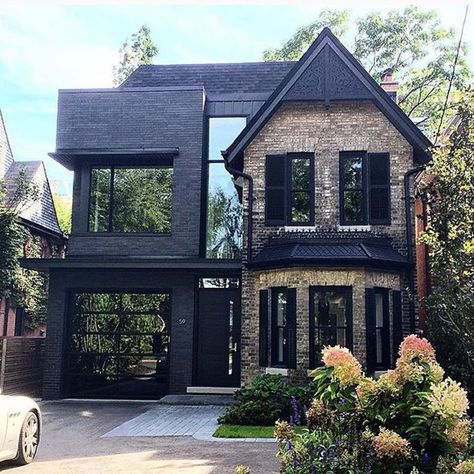 Impressive blend of modern & traditional heritage house!!! | Richard Wengle (@richardwengle) on Instagram: “Contemporary addition to Toronto heritage home by Richard Wengle Architect Inc #architecture…” House Design, House Plans, Modern House Design, Architecture, House Exterior, House Designs Exterior, Modern House, Home Designs Exterior, House Styles