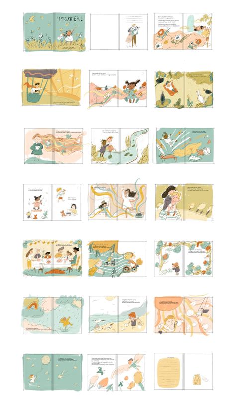 Story Illustration Ideas Picture Books, Story Book Illustrations Ideas, Picture Book Template, Picture Book Pages, Books Layout Design, Storyboard Picture Book, Book Illustration Art Draw, Cover Book Cute, Storybook Layout Design
