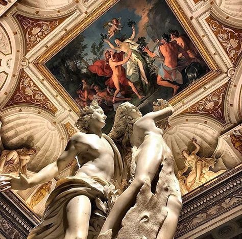 "Apollo and Daphne" by Bernini at Galleria Borghese (pic by @vittoria.sichetti via @museitaliani ) - This is a life-sized Baroque marble #sculpture by Italian artist Gian Lorenzo Bernini executed between 1622 and 1625. Housed in @galleriaborgheseufficiale in Rome the work depicts the climax of the story of Daphne and Phoebus in Ovid's Metamorphoses #art #italy #artcourse #studyabroad #arte #italia #scultura #escultura #studiainitalia #cursodearte #bernini #love #valentines #sanvalentino #cupid # Vintage, Baroque Architecture, Contemporary Art, Museums, Statue, Classical Art, Aesthetic Art, Italian Art, Art Gallery