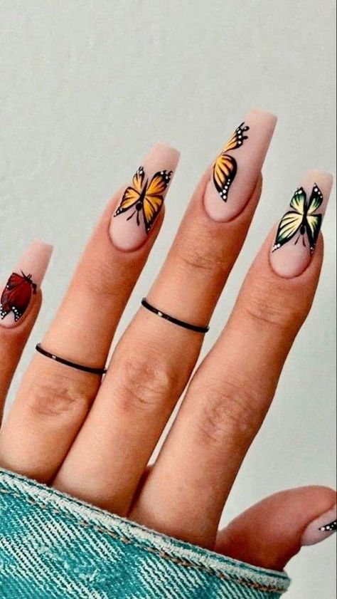 30 Dainty Butterfly Nail Art Ideas For Beginners - 240 Nail Art Designs, Ideas, Nail Designs, Almond Nails, Design, Inspiration, Summer, Art, Nailart