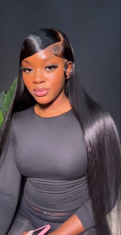 Outfits, Black Girl Braided Hairstyles, Black Girls Hairstyles, Wig Hairstyles, Wig Styles, Hot Hair Styles, Straight Hairstyles, Straight Lace Front Wigs, Hair Ponytail Styles