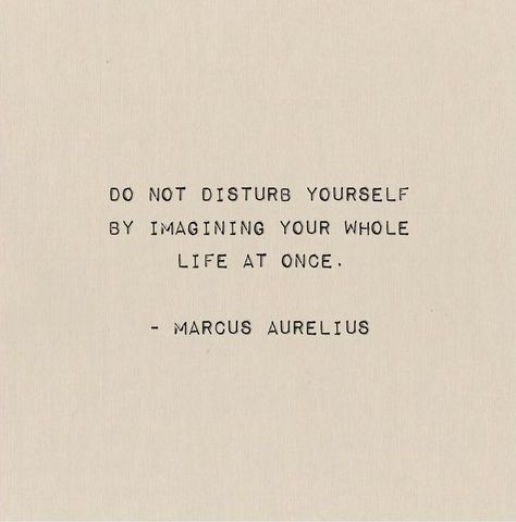 Quoting Literature on Instagram: "Marcus Aurelius - Meditations. ‘Do not disturb yourself by imagining your whole life at once. Don’t always be thinking about what sufferings, and how many, might possibly befall you. Ask instead, in each present circumstance: “What is there about this that is unendurable and unbearable?” You will be embarrassed to answer.’" Meaningful Quotes, Quotes, Inspiration, Poems, Art, Zitate, Frases, Quote, Pretty Quotes