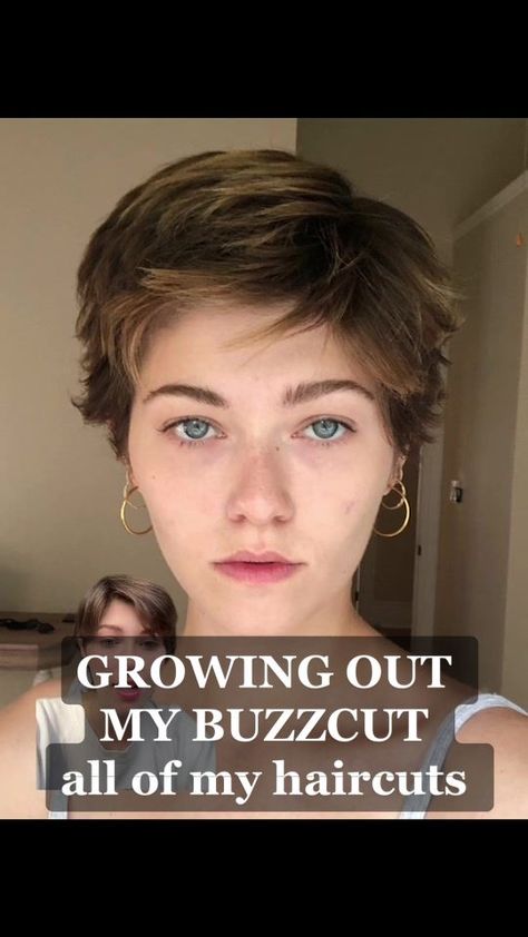 How To Grow Out A Buzzcut Women, Growing Out A Buzzcut Women, How To Style Buzzed Hair Growing Out, Slightly Grown Out Buzzcut, Growing Out A Buzzcut Women Styling, Growing Out A Buzzcut, How To Grow Out A Buzzcut, Styles For Growing Out A Buzzcut, Buzzcut Growth
