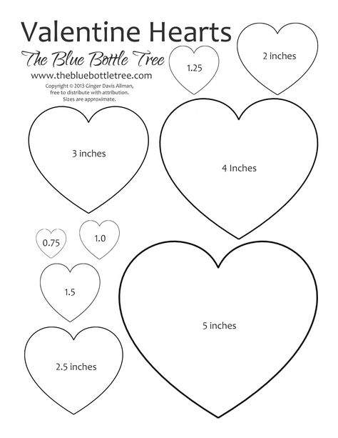 Valentine Hearts Clip Art, in sizes ranging from 3/4" to 5", printing on either letter or A4 sized paper. Crafts, Molde, Valentine's Day, Patchwork, Heart Crafts, Printable Heart Template, Valentine Day Crafts, Valentine Heart, Valentines Cards