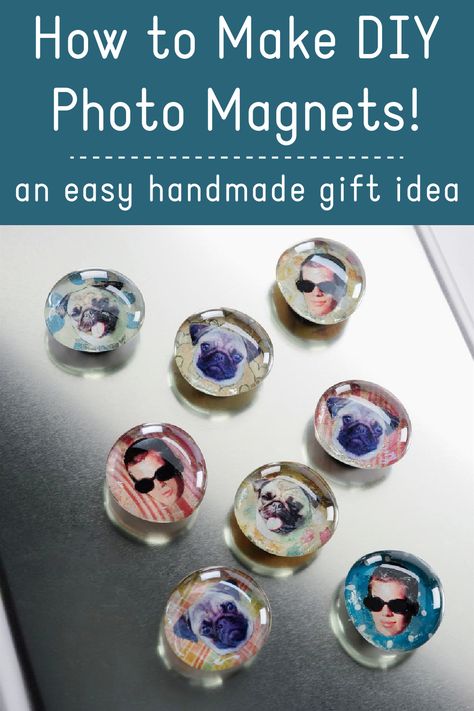 These DIY photo magnets are so EASY that even a kid can make them! Give these glass magnets as gifts; personalize them any way you like. Homemade Gifts, Diy, How To Make Magnets, Glass Magnets, Diy Magnets, Homemade Magnets, Diy Glass, Photo Magnets Diy, Mod Podge Crafts