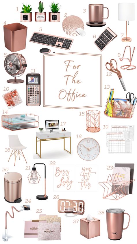 Pretty Things For Your Office - On Penny Road Inspiration, Cute Office Decor For Work, Desk Essentials Office, Desk Decor Ideas Office Cubicle, Girly Office Ideas Workspaces, Office Essentials, Cute Office Decor, Office Decor Women, At Work Office Decor