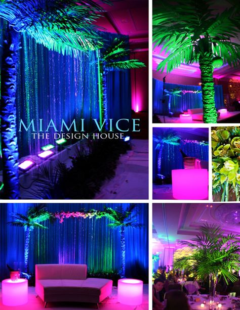 Miami Themed Wedding | MaharaniWeddings.com Neon Party, Invitations, Glow Party, Miami Vice Theme, Miami Party, Prom Theme, Prom Themes, Party Themes, Party Theme