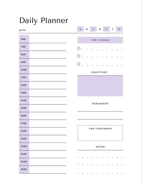 Minimal Daily Planner- Purple #freeprintablep Glow, Daily Planner Template, Daily Planner Printables Free, Daily Planner Printable, Daily Planner Pages, Daily Planner Download, Daily Planner, Simple Daily Planner, Daily Routine Planner