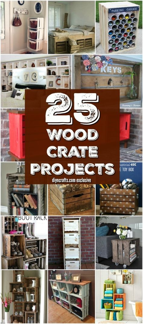 25 Wood Crate Upcycling Projects For Fabulous Home Decor - Organize and decorate your home using nothing but wood crates! Exclusive collection prepared by diyncrafts.com team <3 Diy, Upcycling, Diy Interior, Wood Crate Diy, Crate Diy, Diy Wooden Crate, Wooden Crates Projects, Crate Furniture, Crate Decor