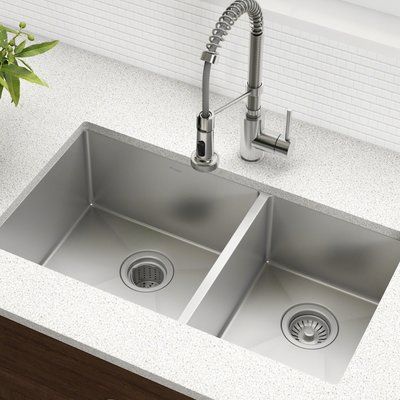 Kohler Riverby 33" x 22" Double Basin Undermount Kitchen Sink | Wayfair