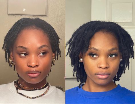 1 year locs. 1st pic is 1 month in , 2nd pic is 1 year in.. Locs, Starter Locs, Loc Hairstyles, Dreads, Twists, Quick, Modeling, One Month Old, Starter
