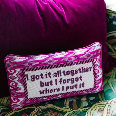 Plum Velvet, Furbish Studio, Needlepoint Pillows, Small Pillows, Cute Room Decor, Printed Throw Pillows, Dream House Decor, Cotton Velvet, Pink Velvet