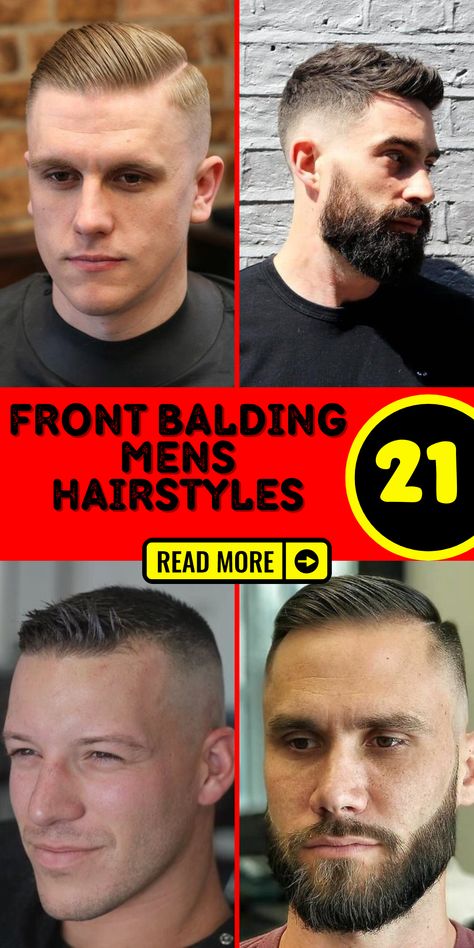 Discover front balding mens hairstyles that suit a round face. Explore our haircuts for thinning hair, buzz cuts, and semi styles to suit your needs.Explore the best style in front balding mens hairstyles. From mullet to curls, puff to wavy, our range includes the top haircuts for thinning hair. Haircut For Balding Men On Top, Men's Haircut Receding Hairline Short Hairstyles, Haircuts For Balding Men, Mens Haircut Thinning On Top, Mens Haircuts Receding Hairline, Hairstyles For Balding Men, Balding Mens Hairstyles, Thin Hair Men