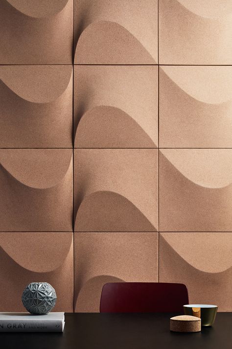 wall panel made of cork for Abstracta - ScandinavianDesign.com - Cork wall options for sound reduction + style Interior, Acoustic Design, Acoustic Panels, Acoustic Wall, Acoustic Wall Panels, Acoustic Ceiling Panels, Wall Cladding, Wall Tiles, Wall Systems