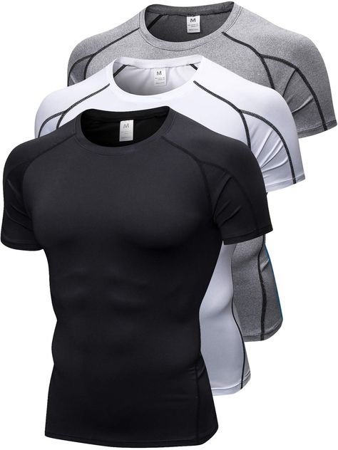 PRICES MAY VARY. 3 Pack Short Sleeve Men's Cool Dry Compression Shirts Sports Baselayer Tops Multi-colored Button closure USUAL SIZE FOR COMPRESSION FIT. It is recommended friends who are stout or like the loose fit style choose a LARGER size than your regular one. ☀ Men's compression T-Shirts is made of 85% polyester and 15%spandex, soft against the skin and ultra-breathable, excellent elasticity with enhanced range of motion,great for all day wear, can machine washable, hand washable or dry cl Shirts, Nike, Casual, Compression Shirt Men, Mens Compression, Compression T Shirt, Mens Workout Clothes, Compression Shirt, Gym Shirts