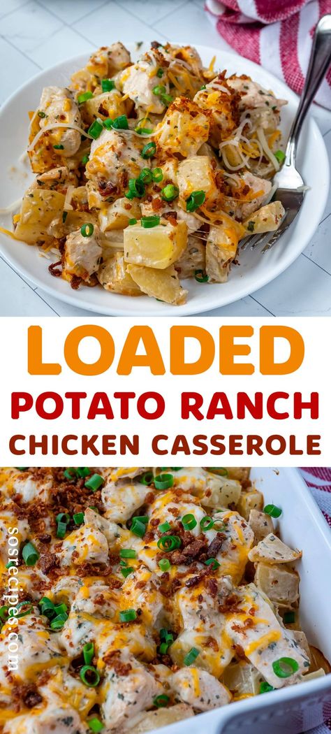 Loaded Potato Ranch Chicken Casserole is an all inclusive dinner ! Very delicious and tasty ! Tested and approved ! Ranch Chicken Casserole, Fast Dinner Recipes, Loaded Potato, Fast Dinners, Ranch Chicken, Supper Recipes, Dinner Casseroles, Health Dinner Recipes, Easy Casserole Recipes