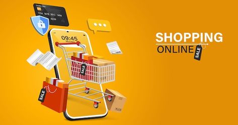 Online shopping concept shopping cart wi... | Premium Vector #Freepik #vector #online-market #digital-store #online-store #internet-shop Design, Online Shopping, Form Design, Banner Design, Banners, Online Shop Design, Ecommerce Shop, Online Shopping Stores, Shopping Web