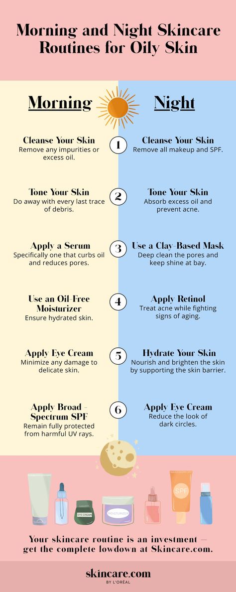 Morning and Evening Skincare Routines for Oily Skin Oily Skincare, Outfits, Glow, Yoga, Oily Skin Routine, Best Skin Care Routine, Oily Skin Care, Oily Skin Remedy, Skincare For Oily Skin