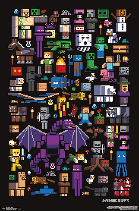Amazon.com: Trends International Minecraft - Mobbery Wall Poster, 22.375" x 34", Unframed Version: Home & Kitchen Pixel Art, Legos, Minecraft Posters, Cool Minecraft, Minecraft Wallpaper, Minecraft Banners, Minecraft Anime, Minecraft Images, Minecraft Banner Designs