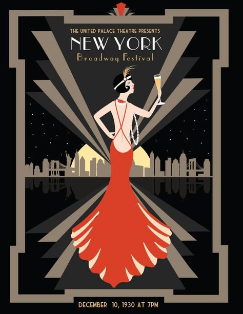 Hollywood, Broadway and culture in general embraced this new art form.  Clothing, hair styles and accessories all take on the futuristic appeal that Art Deco brought with it. Art, Psychedelic Art, Art Deco, Art Nouveau, Vintage, 1920s Poster, Art Deco Posters Illustrations, Art Deco Artists, Art Deco Posters