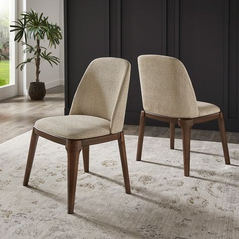 Rondo Upholstered Side Chairs with Walnut Legs (Set of 2) by iNSPIRE Q Modern - On Sale - Bed Bath & Beyond - 28388759 Interior, Diy, Dining Sets, Design, Dining Chairs, Upholstered Dining Chairs, Upholstered Side Chair, Dining Chair Set, Comfortable Dining Chairs