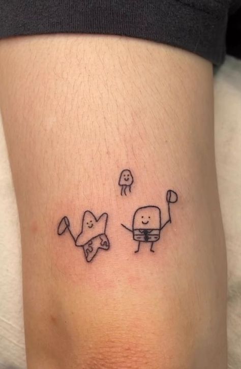 Small Spongebob Tattoos. Hand Tattoos, Tattoos, Tattoo, Tattoo Designs, Small Tattoos, Funny Tattoos, Small Tattoos With Meaning, Best Friend Symbol Tattoo, Small Friendship Tattoos