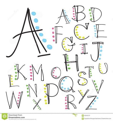 Black Colorful Alphabet Uppercase Letters.Hand Drawn Written Wit - Download From Over 49 Million High Quality Stock Photos, Images, Vectors. Sign up for FREE today. Image: 63342137 Doodle Art, Doodles, Writing, Jurnal, Rita, Alphabet, Doodle Lettering, Artsy, Doodle Art Letters