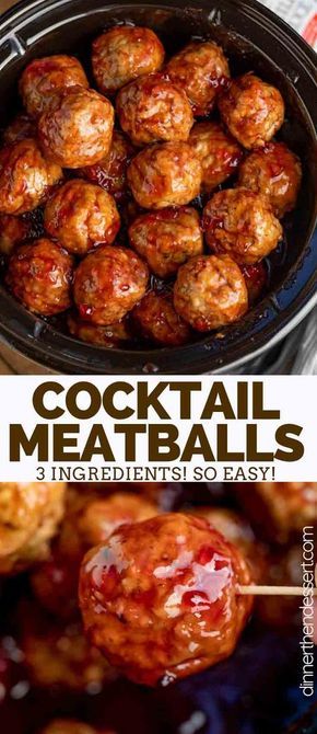 Cocktail Meatballs are the PERFECT appetizer made with frozen meatballs, grape jelly, and chili sauce, easy to throw together and only 3 ingredients! #appetizer #cocktailmeatballs #grapejellymeatballs #slowcooker #crockpot #chilisauce #homemade #recipe #easy #fast #dinnerthendessert #holidays Healthy Recipes, Appetisers, Appetiser Recipes, Clean Eating Snacks, Appetizer Meatballs, Best Appetizers, Crockpot Appetizers, Appetizer Recipes, Chili Sauce