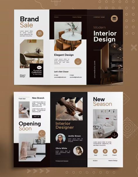 Interior Design Trifold Brochure Template AI, EPS, PSD Web Design, Brochures, Design, Company Brochure Design, Company Brochure, Trifold Brochure Design, Brochure Design Layout, Brochure Design Layouts, Brochure Design Inspiration